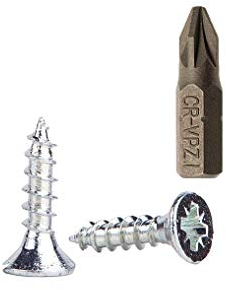 Lot de 1000 vis à bois en acier zingué à tête cruciforme 3,5 x 15 mm Vis à panneaux d'aggloméré Vis à tête fraisée