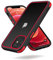 MobNano Ultra Hybrid Durchsichtig Hülle für iPhone 12 Hülle, iPhone 12 Pro Hülle Stoßfest Bumper Transparent Handyhülle Shockproof Fallschutz Silicone iPhone 12 12 Pro Case - Schwarz/Rot