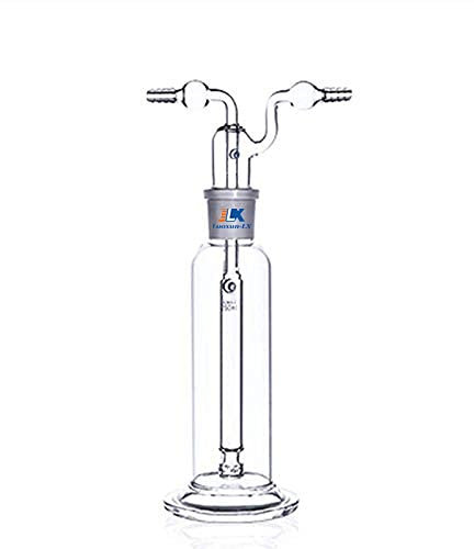 Bouteille de lavage de gaz de laboratoire, piège à vide en verre 250 ml/500 ml avec deux tubes coudés, kit de verrerie borosilicatée pour laboratoire de chimie (500ML)