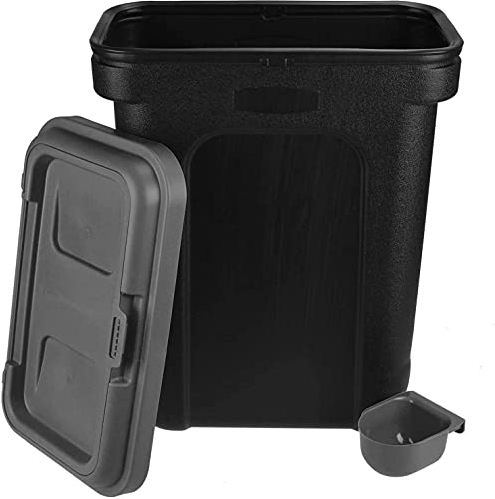 Elito Home & Garden® Dry Pet Food Storage Container | Top Flip Bin Lid with Scoop | 30L /15 KG Dog Cat Animal 15kg Pet Food Container (Grey)