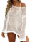 ZESICA Damen 2023 Sommer Häkeln Hollow Out Langarm Strand Bikini Badeanzug Mesh Cover Up Tunika Top, Aprikose, S