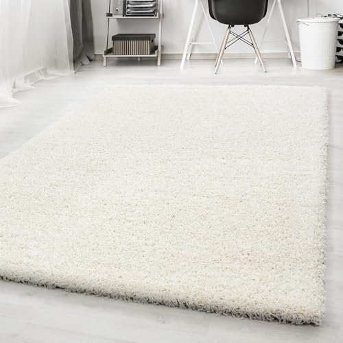 Carpetsale24 Teppich Wohnzimmer Shaggy Flokati Einfarbig Design 160 x 230 cm Creme - Hochflor Teppich Schlafzimmer Pflegeleicht Super Weich - Flauschiger Teppich Langflor 50 mm Florhöhe Rechteckig