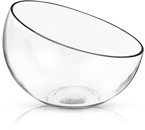 Royal Imports Clear Glass Slant Cut Tilted Angled Bubble Ball Decorative Serving Bowl For Buffet Centerpiece, Plant Terrarium, Flower Vase, Snack Salad fruit Candy Dish