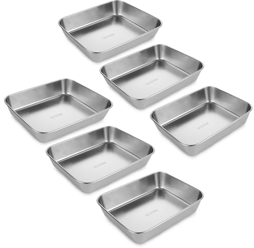 GBACHOOSE Juego de 6 moldes para pan, moldes rectangulares de acero inoxidable para hornear, 25,5 x 20 x 5,5 cm, para pan, panes, pasteles y hornear