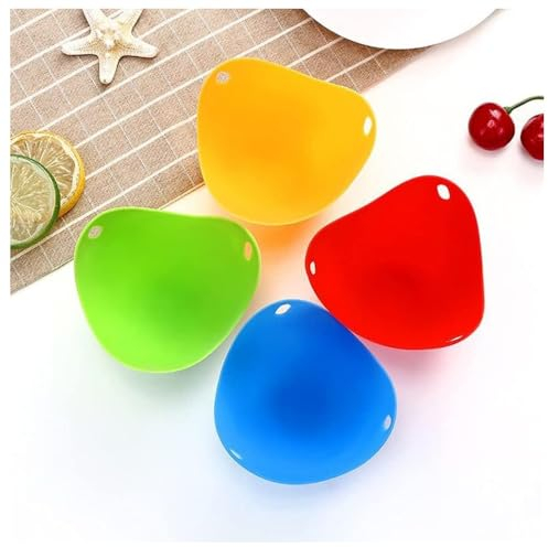 KOMUNJ 4 Stück Silikon Eier Pochierer,Pochierte Eier Form,Microwave Eierpochierer, Antihaft,Leicht zu Reinigen, für Küchen Eierpfanne Kochgeschirr Dampfkessel Mikrowelle Egg