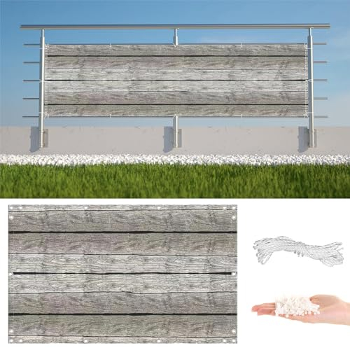 AYLFBFU Balkon Sichtschutz 1 x 9m HDPE Gewebe, UV-Schutz, Wetterfest, Balkonverkleidung für Balkongeländer Terrasse, mit Ösen Kabelbinder und Kordel, Boden-Muster