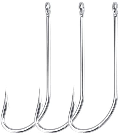 Dr.Fish Fishing J Hooks O'shaughnessy Forged Hook Long Shank Trolling Sea Bass Striper Snapper Hooks for Freshwater Saltwater #6/0