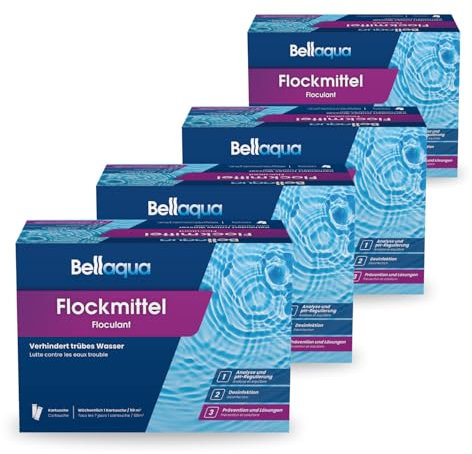 Bellaqua Floculant Piscine 4 x 1 kg – Clarifiant Puissant – Élimine Les Particules Fines – Eau Claire et Limpide – Compatible Filtre à Sable