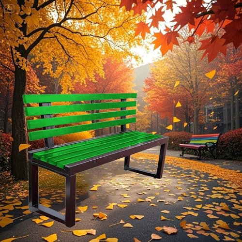 Moubhjd Balkonbank Sitzbank, Gartenbank für Garten, Balkon, Terrasse, Parkbank in Holzoptik, Garten bis 250 kg belastbar, Edle und Massive Parkbank aus Metall und Holz