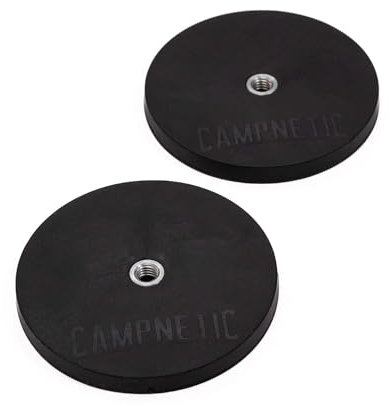 Campnetic Magnete 88mm mit M8-Innengewinde 2er Set – Gummierte starke Haftmagnete bis 56kg, Outdoor Magnet für Campingzubehör, Offroadzubehör, DIY Halterungen, Vanlife, Werkstatt & Camper Zubehör