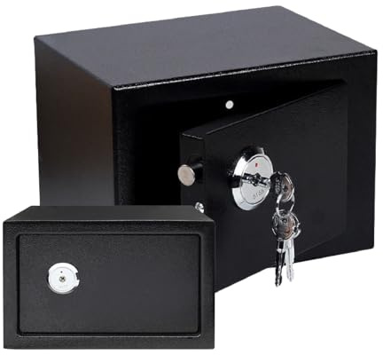 Safe Lock Box wite Keys, Steel Construction Money 4.6L Small Safe Box for Home, High Security Safe Home Office Money Cash Steel Safe for Homes Office