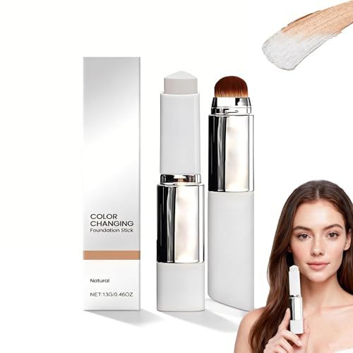 Faccelove Foundation Stick mit Pinsel, Color Changing Foundation Stick mit LSF 15, Automatische Farbanpassung, 2-in-1 Make-up Stick für natürlichen Strahlen, Lang Anhaltender für Alle Hauttypen (A)