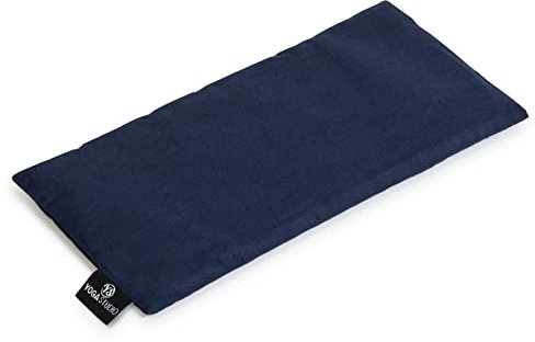 Yoga Studio Eye Pillow | 100% Organic Cotton Cover | Unscented Linseed Yoga Pillow | Stress Relief Weighted Eye Mask for Yoga, Relaxation, Tired Eyes, & Headaches (Navy)