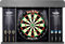 Karella Dartboard Arena Cabinet mit LED Beleuchtung, praktischer Wandschutz, Darthalter und Auffangring-Funktion, Holzschrank