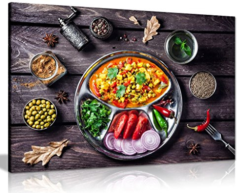 Indian Paneer Dish With Spices Restaurant Canvas Wall Art Picture Print (12X8)