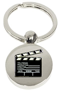 Knight Hollywood Movie Clapperboard Silver Keyring