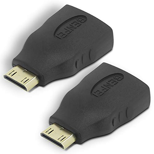 BENFEI Lot de 2 adaptateurs Mini HDMI mâle vers HDMI Femelle Plaqué Or pour Raspberry Pi, Appareil Photo, caméscope, DSLR, Tablette, Carte vidéo