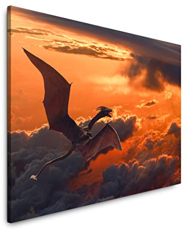 Paul Sinus Art Drachen in Himmel Wandbild in verschiedenen Größen Wähle Deine Größe 40x60cm