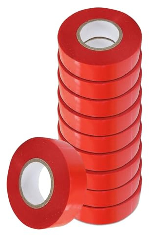 Dapetz ® Red Electrical Tape 19mm x 33m 10 Roll of Strong Self-Adhesive PVC Insulation Tape for Insulating, Repairing and Protecting Electrical Wires