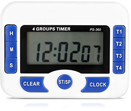 Minuteur De Cuisine Compte Minute Digital, Minuterie Multifonction À 4 Canaux Pour Cuisine Avec Écran LCD Et Fonction Compte À Rebours, Support Rétractable, Crochet Et Support Magnétique (blanc Bleu)