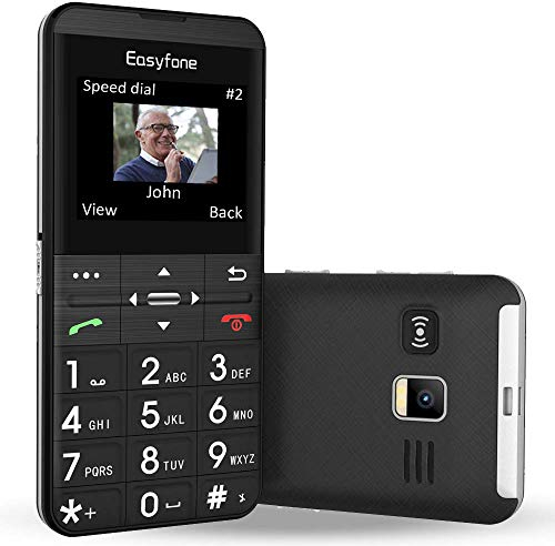 Easyfone Prime-A7 GSM Seniorenhandy ohne Vertrag, 2,0-Zoll-HD-Vollbild-Display, SOS-Funktion mit GPS, Hörgeräte kompatibel, 1500mAh Akku mit Ladestation (Schwarz, GSM)