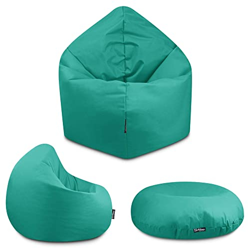 BuBiBag - 2in1 Sitzsack Bodenkissen - Outdoor Sitzsäcke Indoor Beanbag in 32 Farben und 4 Größen - Sitzkissen für Kinder und Erwachsene (Türkis-125 cm)
