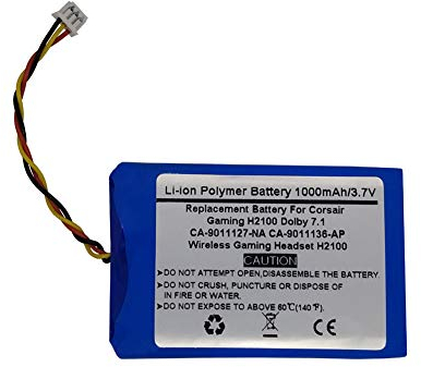 1000mAh 3,7V Ersatz Akku für Corsair CA-9011127-NA CA-9011136-AP Gaming H2100 Dolby 7.1 Wireless Gaming Headset, PN Corsair MH45908