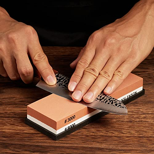 Premium Schleifstein, ultrafein, 2-seitig, Messerschärfer, Körnung 3000/8000 + rutschfeste Unterseite, professioneller Schleifstein & Polierwerkzeug für Rasiermesser, Küche, Klingen, Werkzeuge