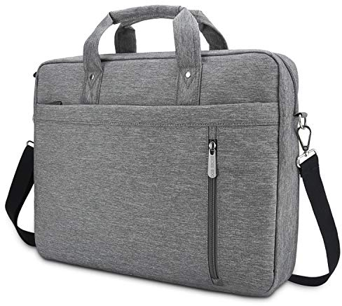 DOB SECHS Laptoptasche 17-17,3 Zoll Aktentaschen Notebooktasche Schulter Tasche für Uni Arbeit Business (Grau)