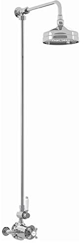 ENKI Downton SH0528 Traditional Shower Set with Twin Thermostatic Valve, White & Chrome Tap Attachment