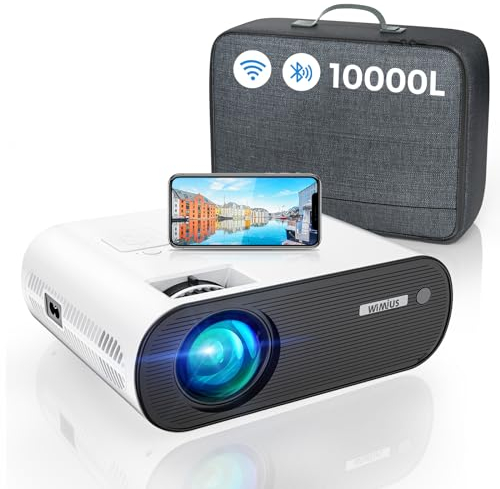 WiFi Bluetooth Mini Beamer, LED Video Beamer Full HD Unterstützung 1080P 200 Display, Kompatibel mit Fire Stick Cremeweiß