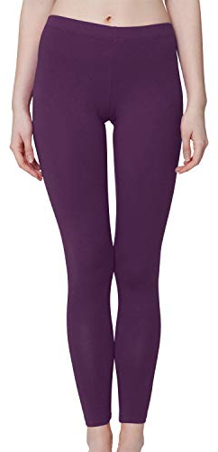Celodoro Damen Leggings, stretchige Jersey Hose aus Baumwolle - Lila XXL