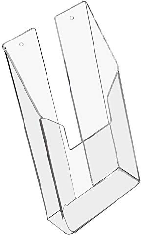 HMF 46841 Wand Prospekthalter aus Acryl | DIN A6 Hochformat | 11 x 20 x 3,5 cm | Transparent