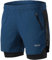 ARSUXEO Herren 2 in 1 Aktiv Laufshorts mit 2 Reißverschlusstaschen B191 Dunkelblau L