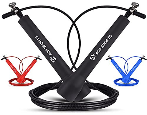 AQF Cuerda Saltar Fitness Con Antideslizante Plástico Mango & Sin Enredos Acero Alambre Cuerda Para Saltar, 3 M Ajustable Longitud Cuerda De Saltar Gym Speed Jump Rope
