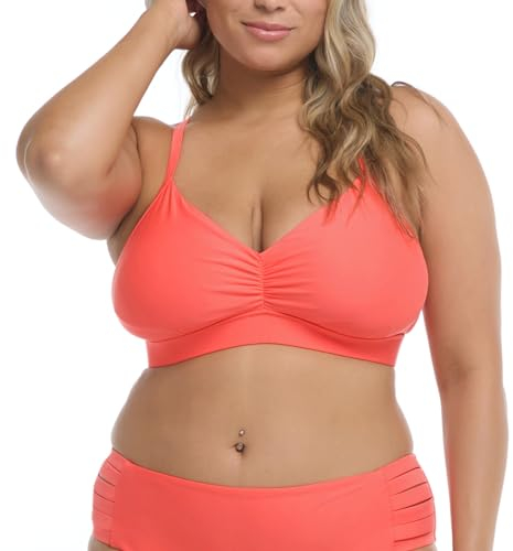 Body Glove Women's Smoothies Drew Solid D, Dd, E, F Cup Bikini Top Swimsuit, Sunset, E
