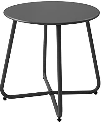Meluvici Patio Kleiner Beistelltisch, wasserdicht, rund, Metall, Stahl, wetterbeständig, tragbar, für Außen- und Innenbereich, Beistelltisch für Garten, Balkon, Hof, Schwarz
