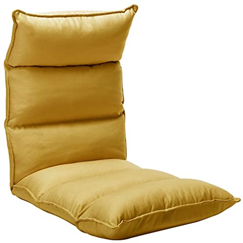 vidaXL Bodenstuhl Faltbar Schlafsessel Sessel Sofastuhl Lounge Bodensessel Liege Bodenkissen Sitzkissen mit Rückenlehne Senfgelb Stoff