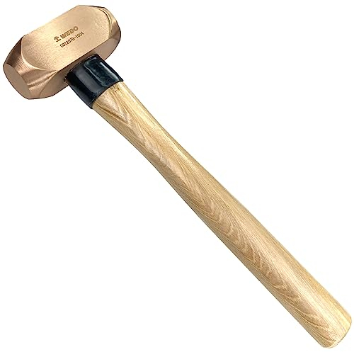 WEDO Fäustel,Kupferhammer,Vorschlaghammer mit Holzgriff,1400g,Länge 360mm,Trockenbauhammer,Stemmhammer,Abbruchhammer Einsatz bei Präzisionsabbrucharbeiten