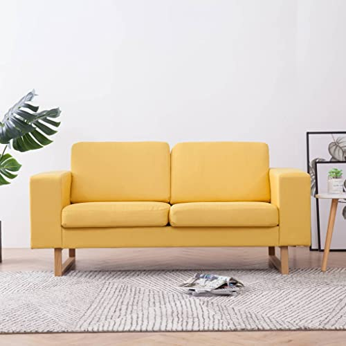 ZQQLVOO Empfangszimmer, Couch, Couchgarnitur, Sofagarnitur Gepolstertes Sofa,2-Sitzer-Sofa Stoff Gelb,für Wohnzimmer Schlafzimmer B üro, komfortabel langlebig