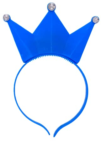 BF Souvenirs 1x LED Haarreif KRONE - blinkend und leuchtend, Prinzessin, König, Party Karneval Geburtstag Motto Party Fasching (Blau)