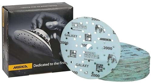 Mirka Galaxy Epoxid Schleifpapier 150mm Klett Korn 2000 zum Schleifen von Epoxidharz, Holz, Epoxy, Rivertable / 50 Stk Schleifscheiben