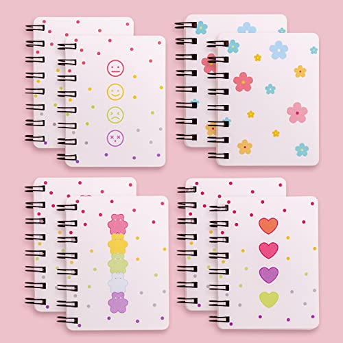 Small Spiral Notepad Cute Notebook, Kawaii Journals for Study and Notes Blank Page Fun Mini Scratch Pads, Back to School Supplies for Gifts Kids and Teachers (12 Pcs Cartoon - 160 Pages)
