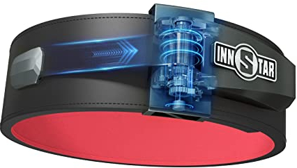 INNSTAR Premium Gewichthebergürtel,13MM Fitness-Gewichthebergürtel, Power-Rückenunterstützung für Kniebeugen, Kreuzheben (R4-13MM Leder-Schwarz, Schwarz 13mm, XL Passend für 43.31-47.24inch)