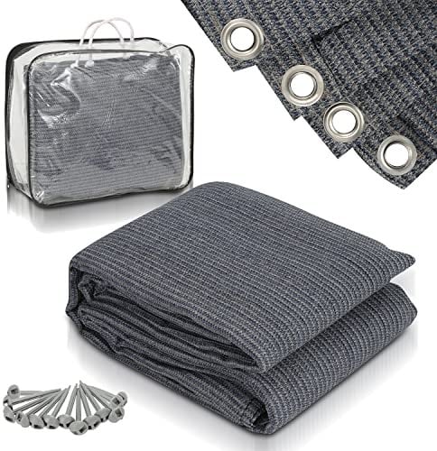 Vigevee Tapis d'auvent pour Le Camping, Respirant, antidapant, Lavable, avec 13 piquets et Sac de Transport, 250 x 250 cm (Gris Bleu)