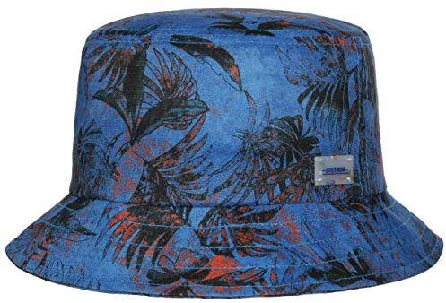 Stetson Vilco Bucket Leinenhut - Hut aus Leinen - Sommerhut mit floralem Design - Made in The EU - Damen & Herren - Frühjahr/Sommer blau S (54-55 cm)