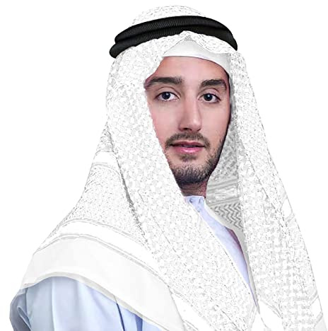 IPENNY Arabisches Shemagh-Halstuch für Männer mit Turban Stirnband für Männer Klassisches arabisches Keffiyeh Saudi-Arabien Mittlerer Osten Kopfbedeckung für Saudi-Arabien Dubai Vereinigte Arabische