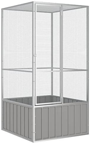 Chusui Vogelkäfig, Voliere, Wellensittich Käfig, Papageienkäfig, Vogelvoliere, Vogel Käfig, Birdcage, Papagei Käfig, Grau 111x107x211,5 cm Verzinkter Stahl