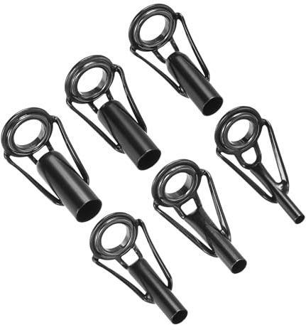 PATIKIL 2-6mm Angelrute Spitze Reparatur Kit 6Stk Edelstahl Pfahl Ring Leitfaden Ersatz für Salzwasser Süßwasser Fischen Schwarz