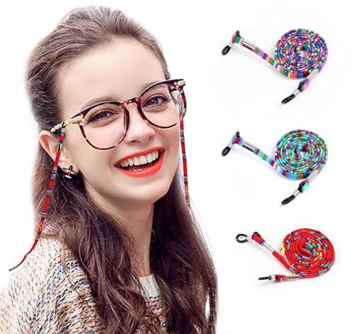 GOTRUST 3PCS Glasses Strap for Women Sunglasses String Multicolour, Nylon Eyeglasses Straps, Non-Slip Spectacles Cord Chain Around Neck, Adjustable Neck Cord Retainer Lanyards